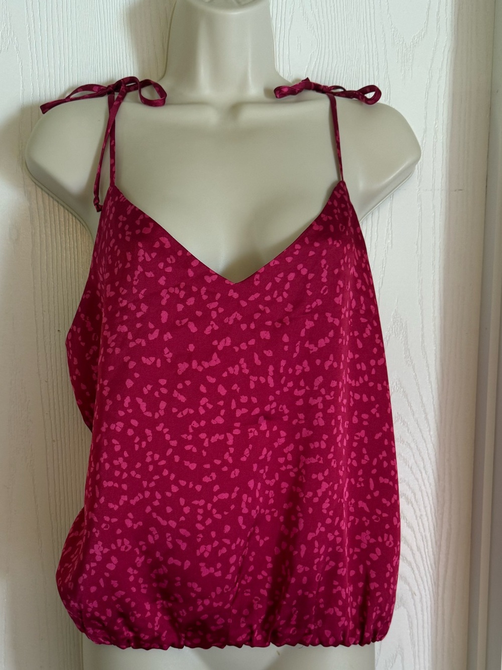 Socialite Burgundy and Pink Tie-Shoulder Cami